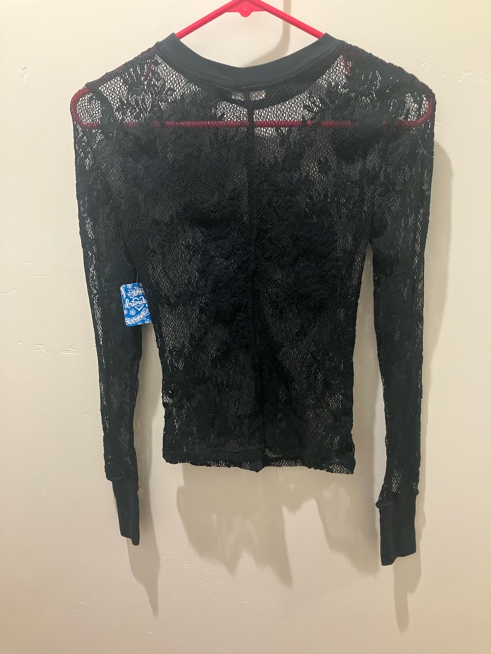 Free People Black Long-Sleeve Crewneck Top